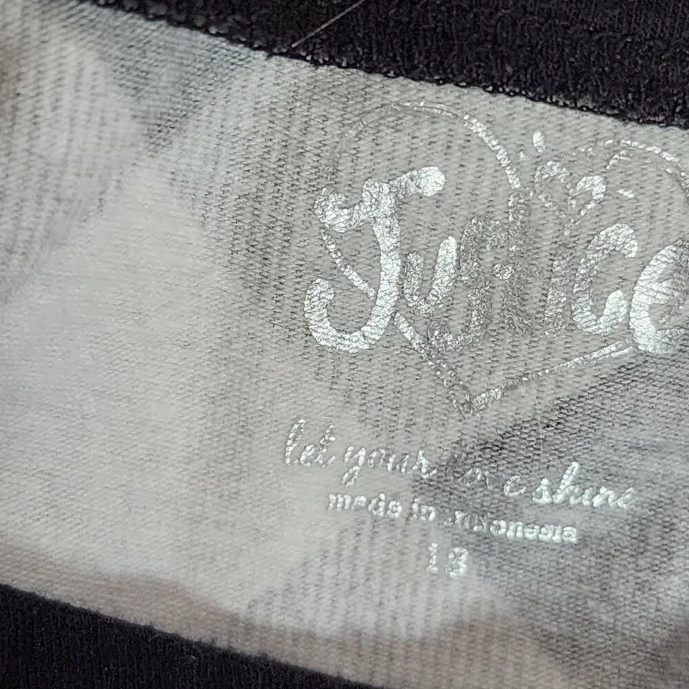 Justice Black White Check SS Black Sequin Bow Neckline Cotton Span Top Size 18 - Picture 14 of 16